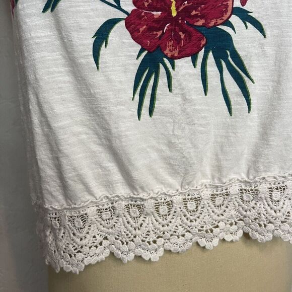 Element Y2K Halter Top Whit Lace Trim Floral Bird Size Medium - Picture 4 of 10